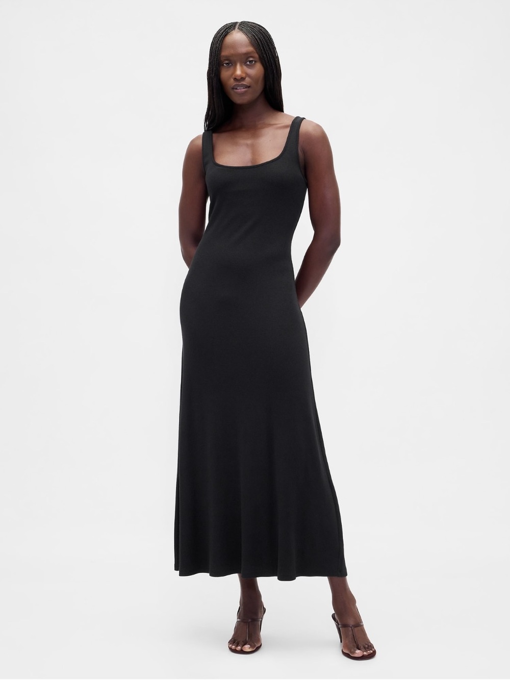 NWT! GAP Modern Square Neck Maxi Dress with Shelf Bra Black Size XSmall